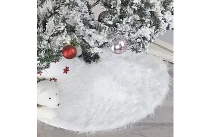 Covor pentru bradul de Crăciun - 90 cm - blană albă