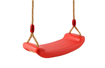 Leagăna pentru copii suspendată pe frânghii – din plastic - roșie