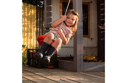 Leagă de copii suspendată pe frânghie – disc din plastic