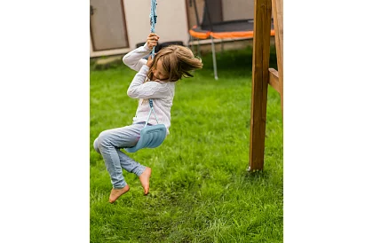 Leagăn de copii suspendat pe frânghii – din plastic – albastru