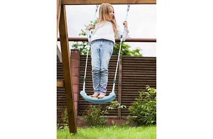 Leagăn de copii suspendat pe frânghii – din plastic – albastru