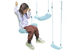 Leagăn de copii suspendat pe frânghii – din plastic – albastru