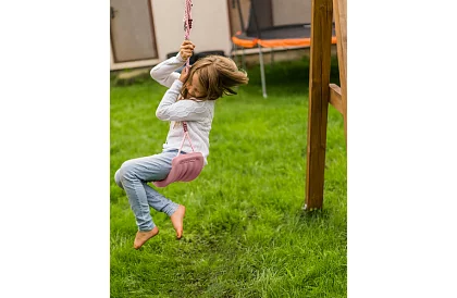 Leagăna pentru copii suspendată pe frânghii – din plastic – roz