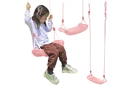 Leagăna pentru copii suspendată pe frânghii – din plastic – roz