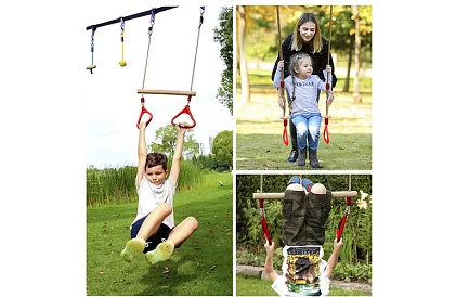 Leagăna pentru copii cu bară pe frânghii – 2în1