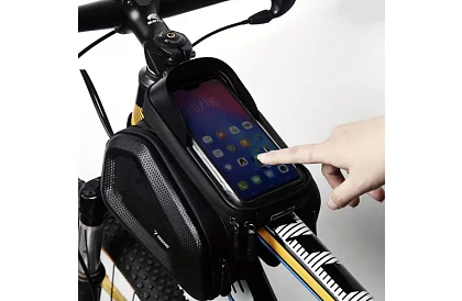 Geantă impermeabilă pentru bicicletă cu suport pentru telefon mobil