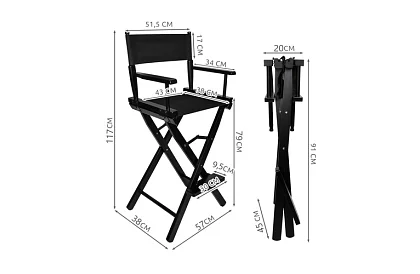 Scaun de cosmetică din lemn profesional - negru