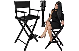 Scaun de cosmetică din lemn profesional - negru