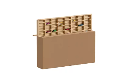 Camion raft de lemn - organizator pentru mașinuțe - 80 de compartimente