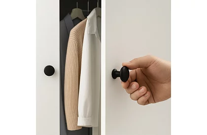 Uși de mobilier – butoane negre - 10 bucăți