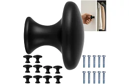 Uși de mobilier – butoane negre - 10 bucăți