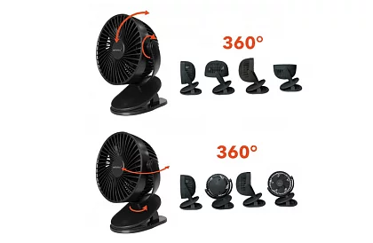 Ventilator wireless cu clemă – încărcare USB-C 1200 mAh