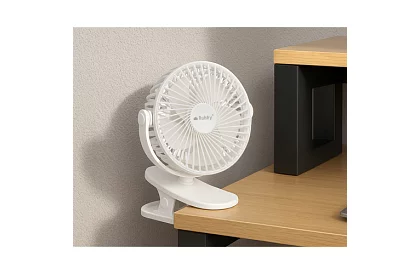 Ventilator wireless cu clemă - alb - încărcare USB-C 1200 mAh