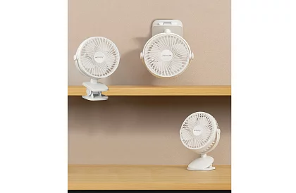 Ventilator wireless cu clemă - alb - încărcare USB-C 1200 mAh