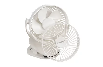 Ventilator wireless cu clemă - alb - încărcare USB-C 1200 mAh