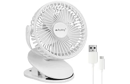 Ventilator wireless cu clemă - alb - încărcare USB-C 1200 mAh
