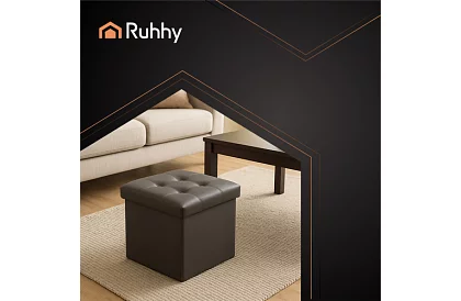 Taburet pliabil cu spațiu de depozitare – puf gri