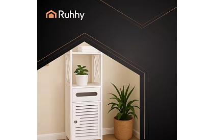 Dulap de baie cu suport pentru hârtie igienică – alb