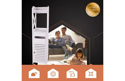 Dulap de baie cu suport pentru hârtie igienică – alb