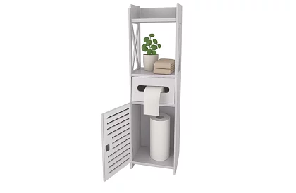 Dulap de baie cu suport pentru hârtie igienică – alb