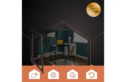 Masa de birou pliabilă neagră – 80 x 75 x 40 cm