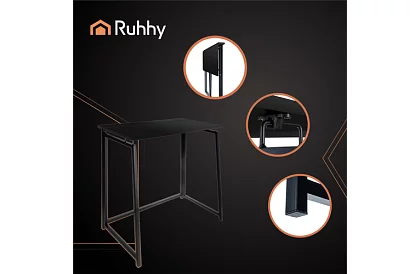 Masa de birou pliabilă neagră – 80 x 75 x 40 cm