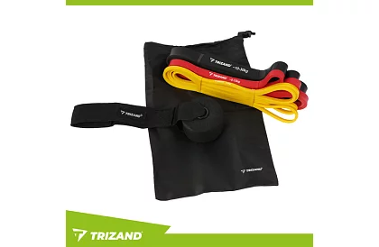 Banda de rezistență pentru fitness 2-30 kg – set de 3 benzi + cârlig