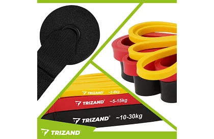 Banda de rezistență pentru fitness 2-30 kg – set de 3 benzi + cârlig
