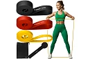 Banda de rezistență pentru fitness 2-30 kg – set de 3 benzi + cârlig