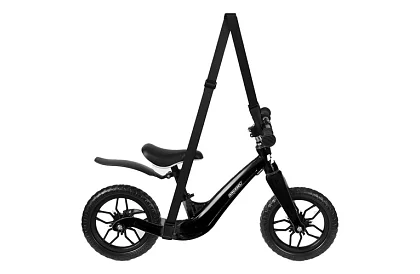 Bicicletă ușoară pentru copii neagră – roți de 12" + curea de umăr