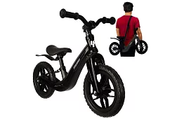 Bicicletă ușoară pentru copii neagră – roți de 12" + curea de umăr