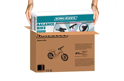 Bicicletă ușoară pentru copii roz – 12 roți + curea de umăr