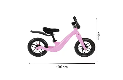 Bicicletă ușoară pentru copii roz – 12 roți + curea de umăr