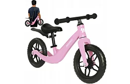 Bicicletă ușoară pentru copii roz – 12 roți + curea de umăr