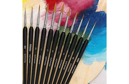 Pensule artistice pentru pictură – 11 bucăți + suport