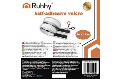 Fâșie autocolantă de velcro 2,5 x 500 cm – negru