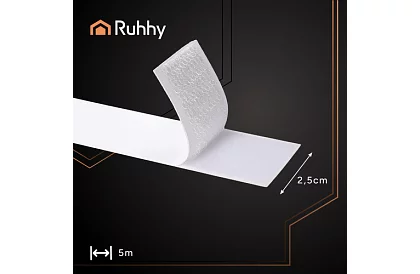 Fâșie autocolantă de velcro 2,5 x 500 cm – albă