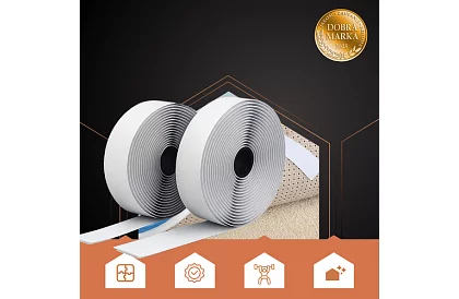 Fâșie autocolantă de velcro 2,5 x 500 cm – albă