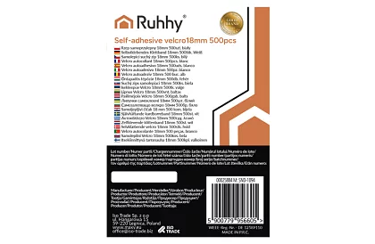 Fâșie autoadezivă cu velcro – cercuri de 18 mm, 500 bucăți, alb