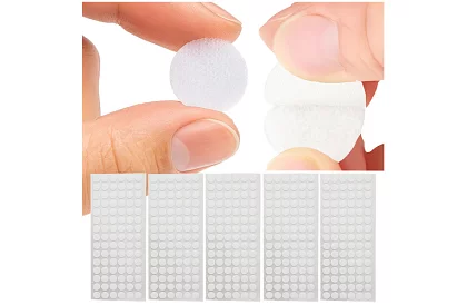 Fâșie autoadezivă cu velcro – cercuri de 18 mm, 500 bucăți, alb