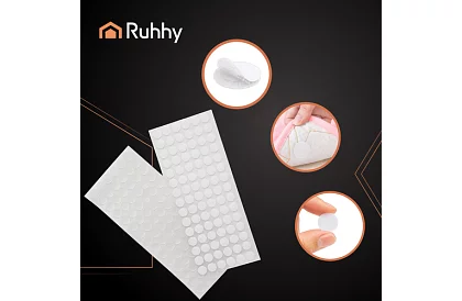 Fâșie autoadezivă cu velcro – cercuri de 18 mm, 500 bucăți, alb