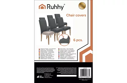 Huse universale pentru scaune – 6 bucăți – Gri închis