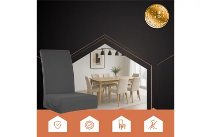 Huse universale pentru scaune – 6 bucăți – Gri închis