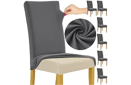 Huse universale pentru scaune – 6 bucăți – Gri închis