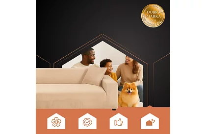Husă elastică pentru canapea 145–185 cm – Catifea bej