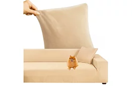 Husă elastică pentru canapea 145–185 cm – Catifea bej