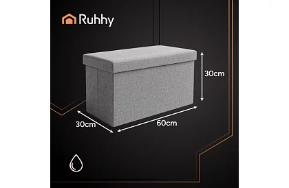 Taburet de depozitare pliabil din material textil 60 × 30 × 30 cm – gri