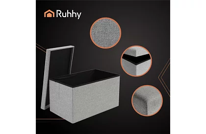 Taburet de depozitare pliabil din material textil 60 × 30 × 30 cm – gri