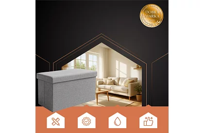 Taburet de depozitare pliabil din material textil 60 × 30 × 30 cm – gri