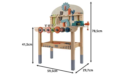 Atelier pentru copii – masă cu unelte din lemn 3 în 1